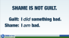 Shame is not guilt. Guilt: I did something bad. Shame: I am bad.