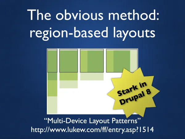 The obvious method: region-based layouts (Stark in Drupal 8)
